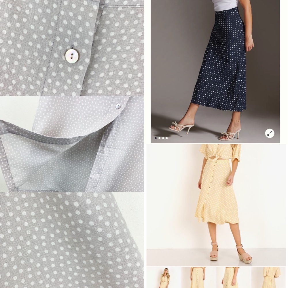 Rachel Zoe Polka Dot Midi Skirt - Navy and White